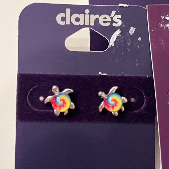 Claire’s & Luxe by Claire’s Colorful Stud Earrings Set – 3 Pairs! 🌸🐢🦄 (w/x) - Picture 4 of 12
